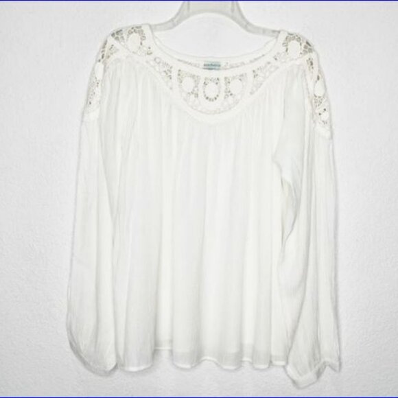 SUNDANCE Cotton Gauze Crochet Lace Boho Blouse - XL - Picture 3 of 7